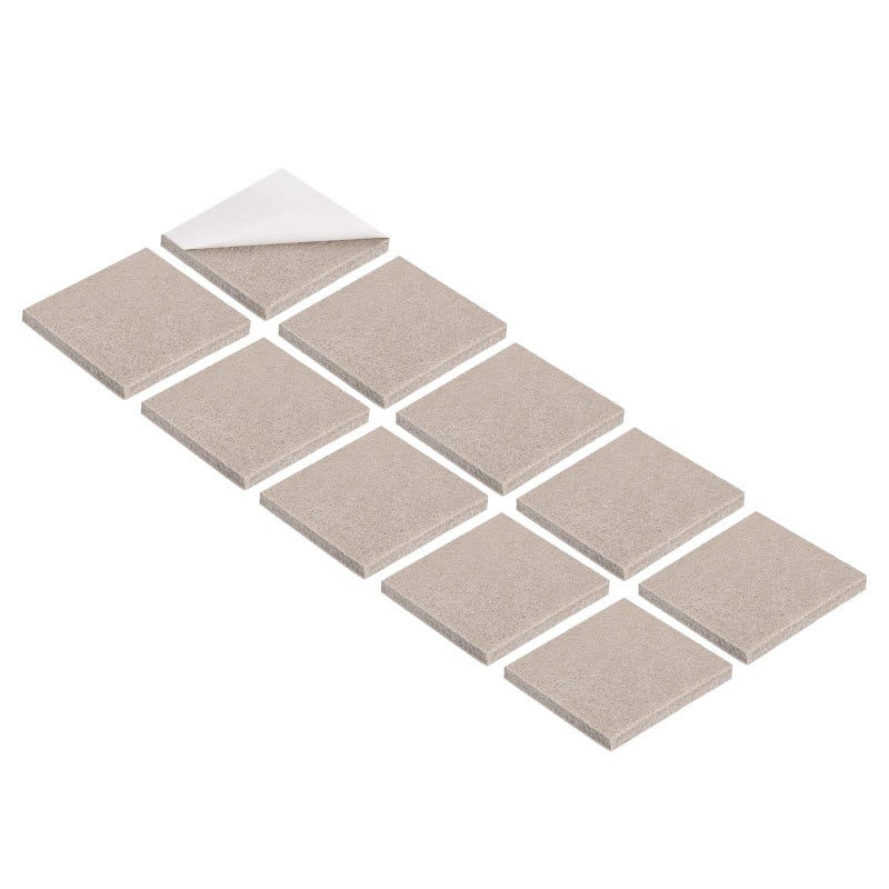 وسادات أثاث من اللباد المربعة من METALLIXITY (1.5 بوصة × 1.5 بوصة × 0.2 بوصة) 10 قطع، واقيات أرضية ذاتية اللصق - لأقدام السرير في خزانة المنزل، بيج - Image 1